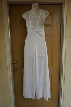 "Vintage maxi nightgown labeled size M. By Val Mode. In good vintage condition no flaws to note. Stretchy Measurements taken across front laid flat 16\" across front armpit to armpit 14.5\" across waist 57\" length" Maxi Length Nightgown For Wedding Night In Summer, Wedding Night V-neck Maxi Dress With Lace Trim, Empire Waist Nightgown With Lace Trim, Lace Layers, 1980s Dresses, Women's Nightgowns, Romantic Lace, White Maxi, Nightgowns