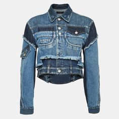 Infuse An Extra Dose Of Style Into Your Outfit With This Highly Fashionable Jacket. Tailored From Quality Materials, It Embodies A Contemporary Vibe And Is Filled With Functional Characteristics. Dolce Gabbana Jacket, Moda Denim, Jackets Denim, Dolce And Gabbana Blue, Denim Outfits, Denim Ideas, Denim Outerwear, Denim Patches, Upcycled Fashion