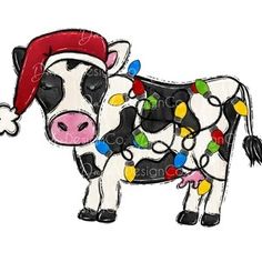 DandeeDesignCo - Etsy Santa Hat Png, Christmas Lights Png, Lights Png, Cow Sublimation, Hat Png, Christmas Cow, Cow Png, Window Painting