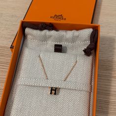 Brand New Hermes Necklace Comes With Necklace, Box, And Dustbag. Completely Brand New. Designer Black Necklaces For Gift, Designer Black Necklace As A Gift, Designer Black Necklace For Gift, Designer Necklace With Adjustable Chain For Gift, Luxury Black Rectangular Necklace, Timeless Jewelry In Original Box For Gift, Timeless Jewelry In Original Box As Gift, Luxury Rectangular Necklace For Evening, Luxury Rectangular Evening Necklace