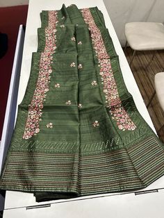 Tussar with fancy resham work and kantha stitch pallu Resham Work, Kantha Stitch, Art Collection, Bathing Beauties, Display Homes, Saree, Ships, India, Purses And Bags