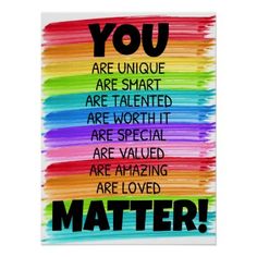 a colorful poster with the words you are unique