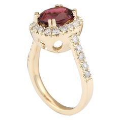 Stamped: 14K Yellow GoldTotal Ring Weight: 5.4 GramsRing Length: N/ARing Width: N/AGemstone Weight: Total Natural Sapphire Weight is 2.03 Carat (Measures: 9.30x7.10 mm)Color: BurgundyDiamond Weight: Total Natural Diamond Weight is 0.60 CaratColor: F-G, Clarity: VS2-SI1Face Measures: 12.50x11.20 mmSku: [703682W] Formal Ruby Ring With Round Accent Stones, Formal Ruby Halo Ring With Prong Setting, Classic Yellow Gold Birthstone Ring With Halo, Formal Ruby Ring With Accent Stones, Formal Ruby Rings With Halo Design, Formal Ruby Birthstone Ring With Halo Setting, Formal Ruby Halo Ring With Accent Stones, Gold Proposal Rings With Accent Stones, Formal Ruby Halo Design Rings