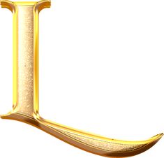 the letter i is made up of gold foil and has a curved edge to it