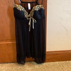 Two-Piece Women’s Black And Gold Lingerie. Never Worn, But No Tags. Too Small For Me Black Underwire Sleepwear For Loungewear, Gold Lingerie, Black And Gold, Women Lingerie, Women's Intimates, Two Piece, Lingerie, Tags, Women Shopping