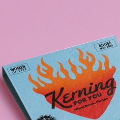 a card that says kerning for you on it with flames coming out of it