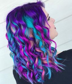 Galaxy Hairstyles, Haircut Ideas Trendy, Hair Colors Ideas, Hairstyle Ideas Easy, Bob Haircut Ideas, Galaxy Hair, Rainbow Hair Color, Trendy Hairstyle