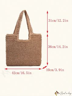 BirdinBag - Double Handled Straw Bag - Spacious & Stylish for Summer Vacation and Beach Travels Paper Sizes Chart, Beach Holidays, Straw Beach Bag, Word Wrap, Beach Holiday, Shoulder Tote Bag, Save The Planet, Handle Bag, Shoulder Tote