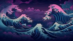 the great wave is depicted in this illustration