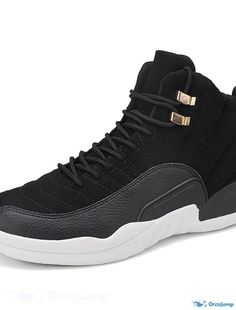 OrcaJump - Mens Sporty Casual Basketball Shoes PU Breathable Non-slip Wear-Proof Black/White, Red/White/Blue Fall Black Wear-resistant High-top Sneakers For Sports, Wear-resistant Black High-top Sneakers For Sports, Casual Slip-resistant Basketball Shoes With Round Toe, Black High-top Jordan Shoes For Outdoor, Casual Jordan Shoes For Outdoor, Black Jordan Shoes With Round Toe For Outdoor, Outdoor Black Jordan Shoes, Black Breathable Leather Jordan Shoes, Black Slip-resistant High-top Sneakers With Round Toe