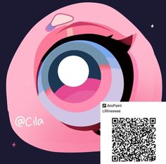 a close up of a pink object with a qr code in front of it