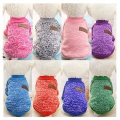 dog clothes in different colors and sizes