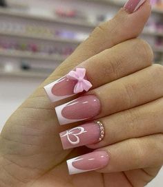 #nails #frenchnails #shortnailsdesign #acrylicnaildesigns Pink White Nails Acrylic French Tips, Girly Acrylic Nails Designs Pink, Pink White French Tip Nails, Nail Ideas Pink French Tip, Shorties Nails Color, Nail Ideas Pink And White, Acrylic Nails Gems, Pink French Nail Designs, Nail Ideas Pink