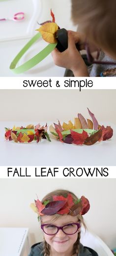 Kids Leaf Art, Nature Crafts For Kids, Bring Nature Indoors, Leaf Crown, Imaginary Play, Autumn Activities For Kids, Fall Preschool, Leaf Crafts, Autumn Crafts