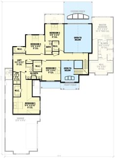 the first floor plan for a house with an indoor swimming pool and hot tub area