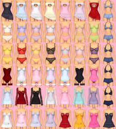 a large group of women's bras in various colors and sizes, all lined up against a pink background