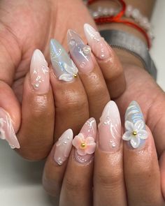 Pastel island girlll 🌴🌺 ✧ : *✧ combo of @amys.clients :* ✧ *✧: #gelnails #nailinspo #nailinspiration #nailart #naildesigns #nailartinspo #nailsoftheday #gelx #gelxnails #apresgelx #handpaintednails Clear Long Nails, Gel Nails Flowers, Almond Nails French Tips, French Tips Acrylic Nails, Long Nails Summer, French Tips Acrylic, Tips Acrylic Nails, Nail Clear, Sliver Nails