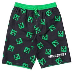 Get your gamer ready for a fun, action-packed adventure with this Minecraft Swim Trunks Bathing Suit featuring cool pixelated characters like Steve, Creepers, Zombies, Wolves, and more! Mine for materials, battle mobs, and build your unique world as you explore the ever-changing Minecraft landscape and create anything you can imagine. Your little one will love this cute and stylish swimming shorts bottoms featuring their favorite video game so much, they will always want to wear it. Trunks Outfit, Pixelated Characters, Scene Kid Outfits, Minecraft Landscape, Shop Minecraft, Stylish Bathing Suits, Minecraft Zombie, Bathing Suit Shorts, Black Bathing Suits