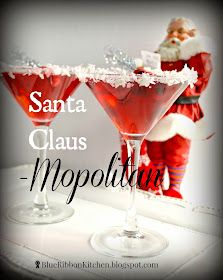 two martinis with santa claus in the background and text overlay that reads, santa claus mopoliti