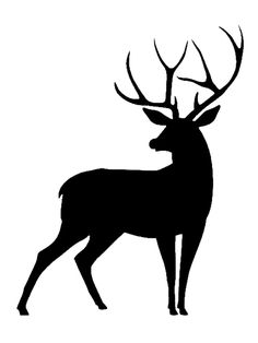 a black and white silhouette of a deer with antlers