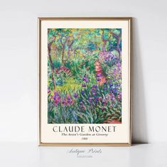 a painting on the wall with flowers and trees in it that reads claudia monet