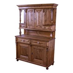 a large wooden cabinet sitting on top of a white background