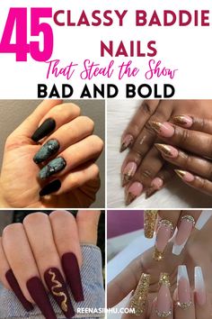 Go bad and bold with 45 classy baddie nails! Steal the show with these eye-catching and daring nail designs. #BadAndBold #ClassyBaddie #ShowstopperNails Stiletto Shaped Nails, Classy Baddie Nails, Negative Space Nail Art, Classy Baddie, Chic Manicure, Negative Space Nails, Matte Black Nails