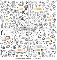 an image of a birthday card with doodles and other things to draw on it