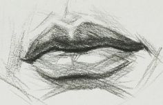 a pencil drawing of a woman's lips