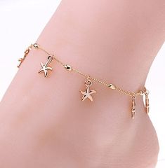 ankle bracelet gold starfishes Hipster Jewelry, Starfish Anklets, Star Anklet, Barefoot Sandal, Anklet Designs, Ankle Jewelry, Anklets Boho, Women Anklets, Starfish Pendant