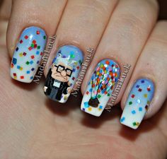 Movie Nails, Unghie Nail Art, Disney Up, Nail Art Disney, Disney Nails, Cute Nail Art, Fabulous Nails, Unique Nails, Cute Nail Designs