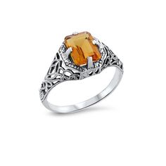 Vintage Estate Golden Lab Created Citrine Solitaire Filigree Ring. 925 Solid Sterling Silver. Stamped 925. Excellent Condition/Like New. Agate Art, Golden Labs, Antique Style Rings, Silver Mermaid, Style Art Deco, Promise Rings For Her, Citrine Stone, Citrine Ring, Sterling Silver Filigree