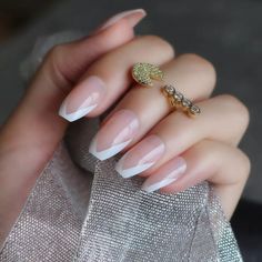 French Coffin, Pink French Nails, Bridesmaids Nails, 2023 Pink, Gold Prom, Nails Gold, Simple Acrylic Nails, Nails Square, Nails Blue