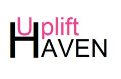 the uplift haven logo is shown in black and pink letters on a white background