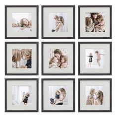 six framed photographs of children and their moms