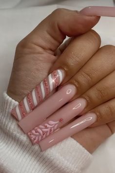 Long Acrylic Nail Designs, Winter Nails Acrylic, Glow Nails, Dope Nail Designs, Long Acrylic Nails Coffin, Nails Christmas, Acrylic Nails Coffin Pink, Christmas Nails Acrylic, Long Square Acrylic Nails