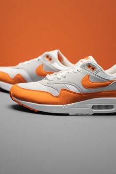 Caution: Contents are hot! The Nike Air Max 1 arrives this summer in a “Magma Orange” colorway that replaces the original red accents with blazing orange. 1 Anniversary, Sneakers Box, Puppy Chow, Nike Air Max 1, Stadium Goods, 1st Anniversary, Air Max 1, Red Accents, Sneaker Collection