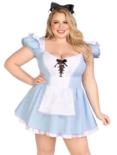 plus size costumes, plus alice costume, alice in wonderland Dr Doofenshmirtz, Alice Halloween, Hatter Costume, Light Blue Mini Dress, Mad Hatter Costume, Alice Costume, Plus Size Costume, Plus Size Halloween Costume, Alice In Wonderland Costume