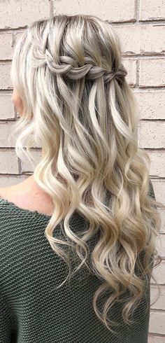 Waterfall Braid Prom, Night Waterfall, Fab Mood, Mood Wedding, Prom Braid, Waterfall Braid Hairstyle, Bridemaids Hairstyles, Cute Prom Hairstyles, Simple Prom Hair