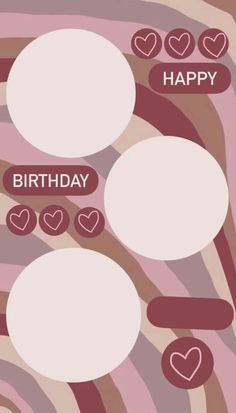 a birthday card with hearts and bubbles in the shape of speech bubbles on a pink background