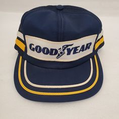 Vintage Goodyear trucker hat is in great condition considering its age. The colors are bright vibrant. The inside foam has disintegrated and most of it came off so the hat looks dusty. It might need a little bit of cleaning. This hat appears to be unworn. See photos for more details. Don't miss out on this rare find! Mens Dress Hats, Mesh Hat, Mens Dress, Dress Hats, Trucker Cap, Kansas City, Kansas, Trucker Hat, Stripes