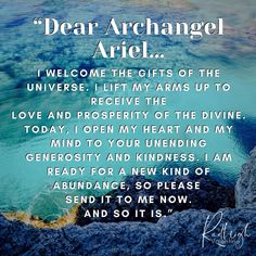 a poem written on the side of a body of water that says dear archangel ariel