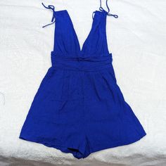 Nwt Cobalt Blue Romper Front Pockets Zipper On The Side Clothing Pants, Blue Romper, One Clothing, On The Side, Cobalt Blue, Cobalt, Pant Jumpsuit, Color Blue, Pants For Women