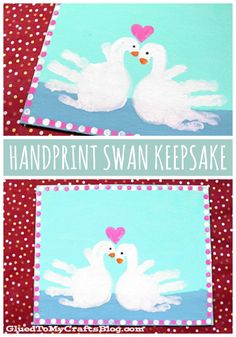 handprint swan keepsake is an easy craft for valentine's day or any special occasion