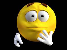 a yellow smiley face with two hands on it's chest and eyes wide open