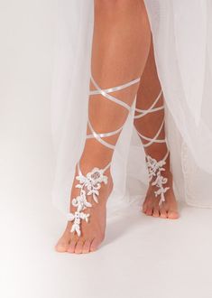 Brides Romantic Lace Barefoot Sandals Soleless Sandals, Wedding Sandals For Bride, Sandals Bridal, Bride Sandals, Lace Bridal Shoes, Wedding Ides, Shoes Bridesmaid