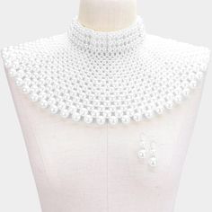 Pearl Bib Necklace - Trufacebygrace Pearl White Beaded Jewelry, Elegant White Pearl Bib Necklace, White Pearl Necklace Costume Jewelry For Party, White Pearl Bib Necklaces For Party, White Pearl Necklace For Party, Costume Jewelry Style, White Pearl Bib Necklace For Party, Pearl Bib Necklace, Necklace Size, Bib Necklace