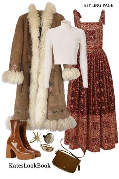 Fall outfits, winter outfits, hippie outfits, 70s outfits, chill outfits, casual outfit, cute outfit, outfit idea, y2k outfit Boho In Winter Outfit, Summer Dress In Winter Outfits, 70s Fashion Winter Outfit Ideas, Alternative Thanksgiving Outfit, Hippie Thanksgiving Outfit, Hippy Winter Fits, Christmas Boho Outfits, Boho Country Outfits Winter, Cold Weather Dress Outfits Formal