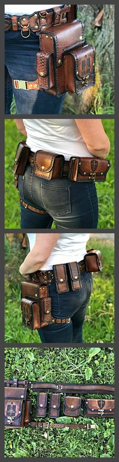 Leather Utility Belt, Leather Armor, Leather Gear, Utility Belt, Belt Pouch, Pocket Knives, Decorative Elements, Leather Projects, Hip Bag