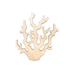 a wooden cutout of a coral on a white background